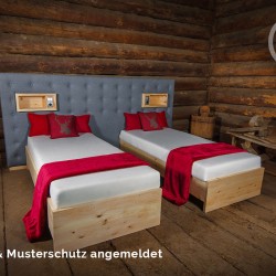 Boxspringbett aus Zirbe - Zirbenbett - Tischlerei Salzburg - Österreich
